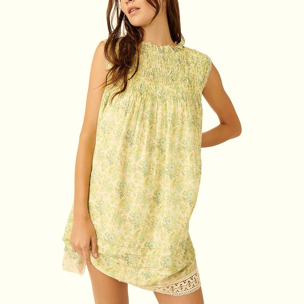 FREE PEOPLE light floral cotton blend dress